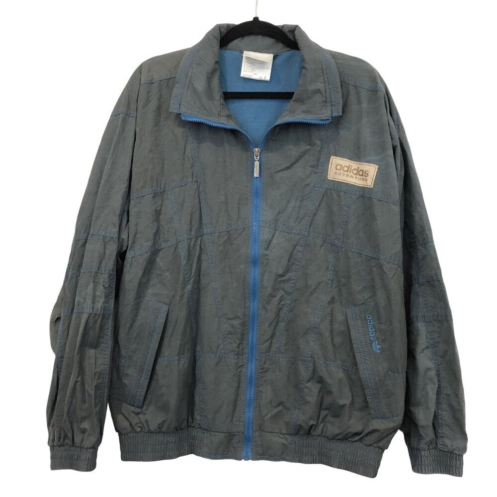 Adidas Adventure Vintage Blue Gray Lightweight Jacket Size M Grunge Cyber Skate